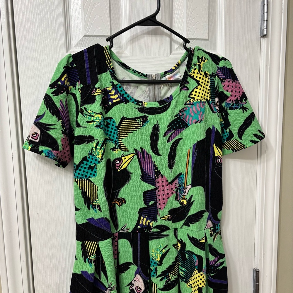 LuLaRoe Disney Villains Maleficent Amelia Dress Plus Size 2X - Picture 4 of 9
